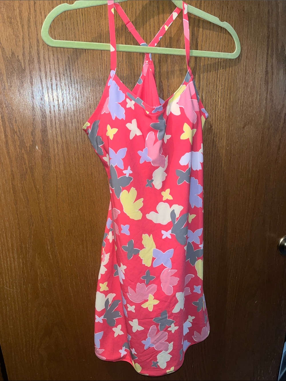 Outdoor Voices Pink Butterfly-Print Mini Dress